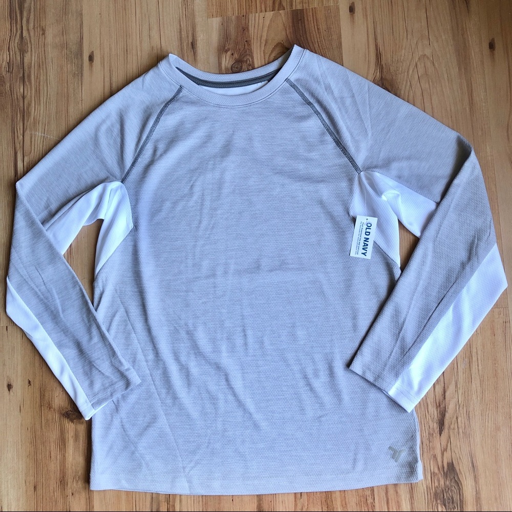 NEW Graphic Mesh T Shirt Long Sleeve XL Light Gray Boy’s UNISEX OLD NAVY
